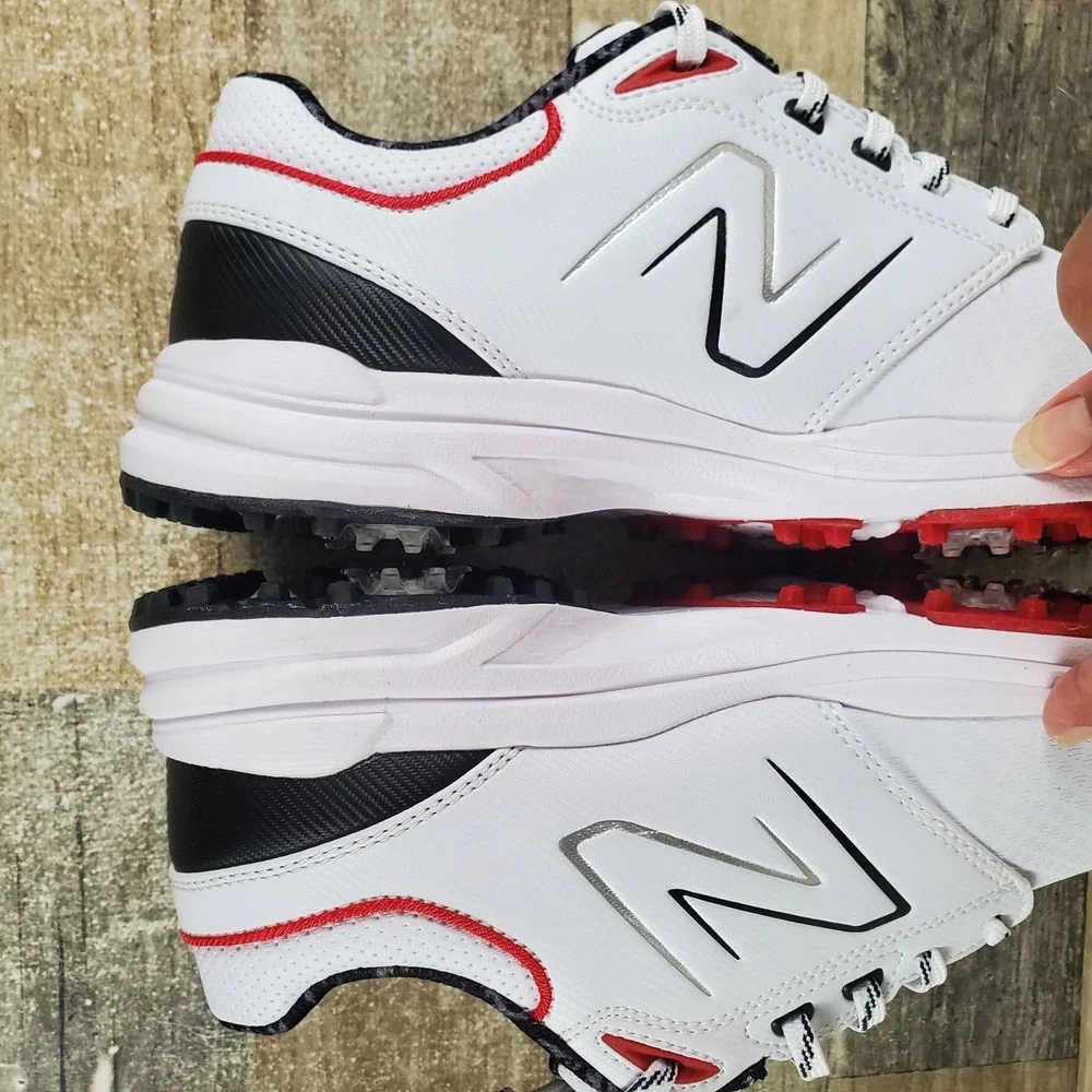 New Balance Brighton Mens Golf Shoes Sz 9 D White Black Leather Spike Sneakers